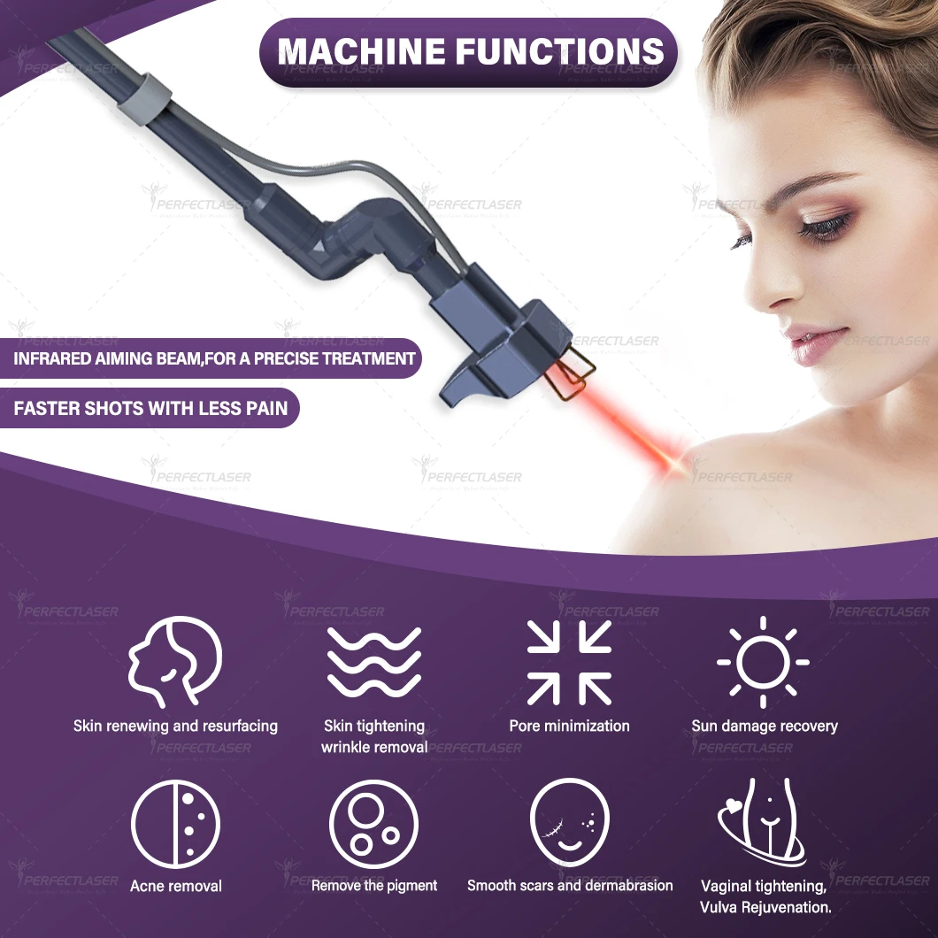 Perfectlaser 70W 10600nm Co2 Fractional Laser Machine Professional Skin Rejuvenation Wrinkle Removal Co2 Laser Device for Skin