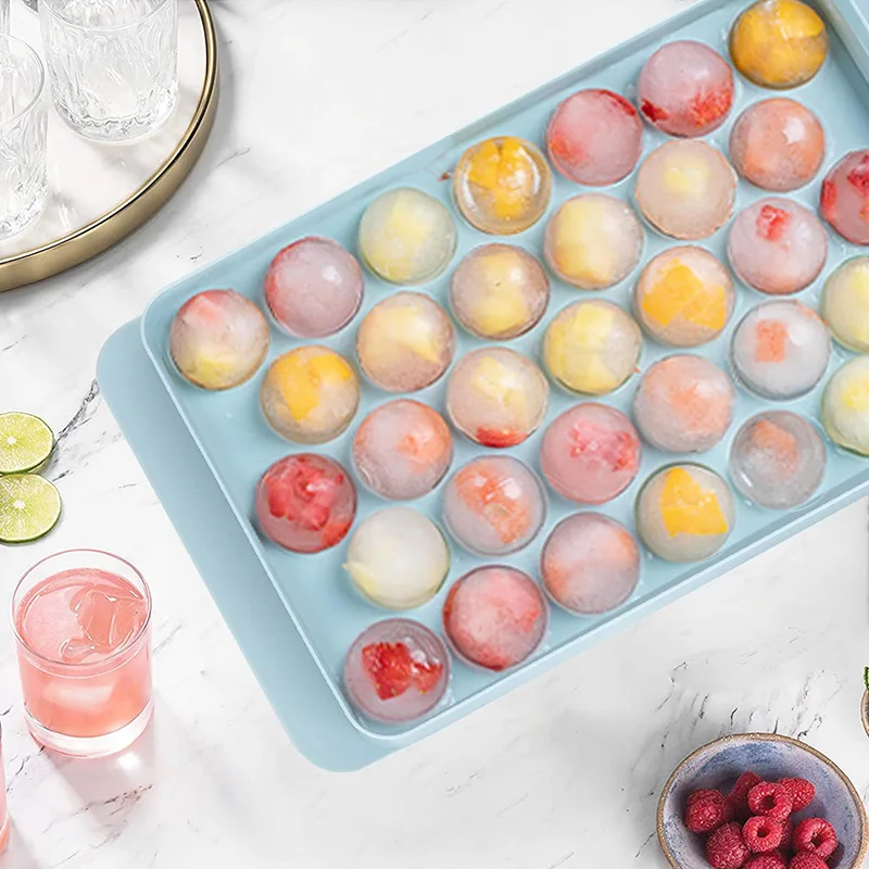 33 Grids Round Ball Ice Cube Tray Plastic Ice Mold Refrigerator Ice