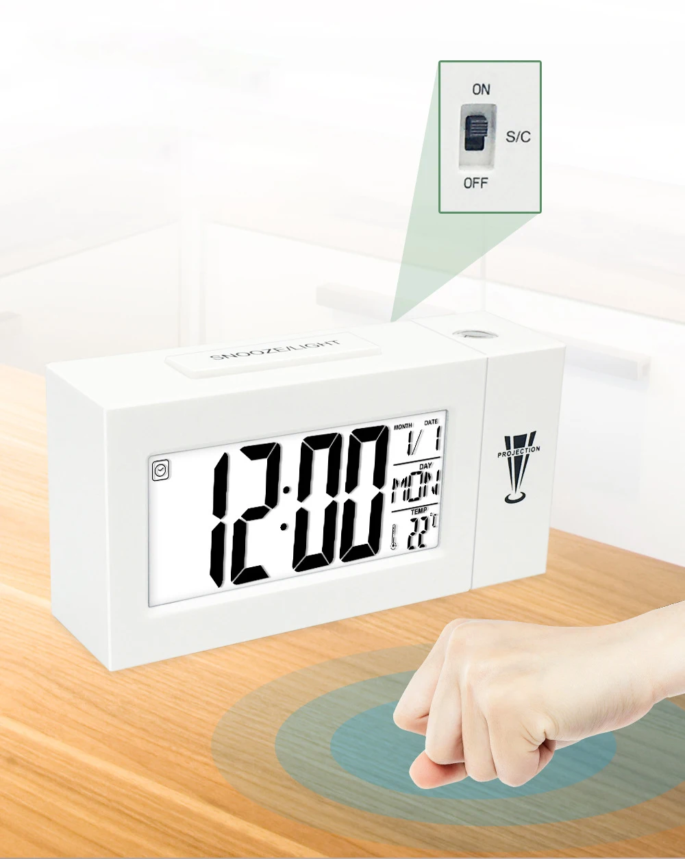 Projector Digital Alarm Clock Ceiling Display Desk Table Clock Temperature New Fashion Attention Projection Snooze Reloj