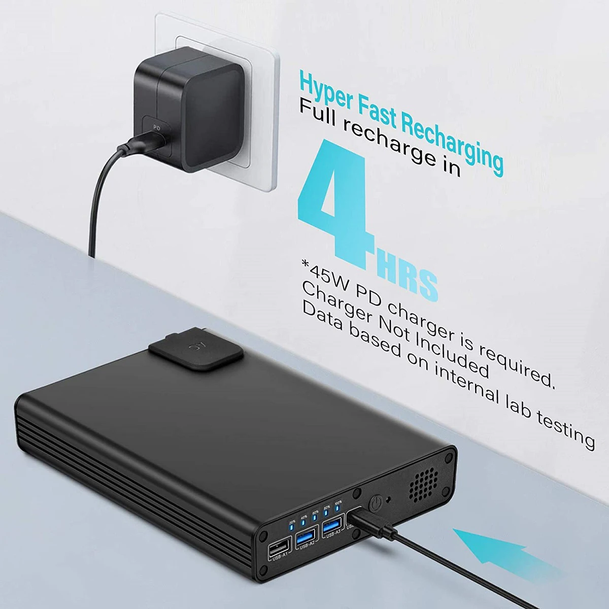 Portable Laptop Power Bank 129wh/36000mah 100w Ac Outlet Travel Laptop