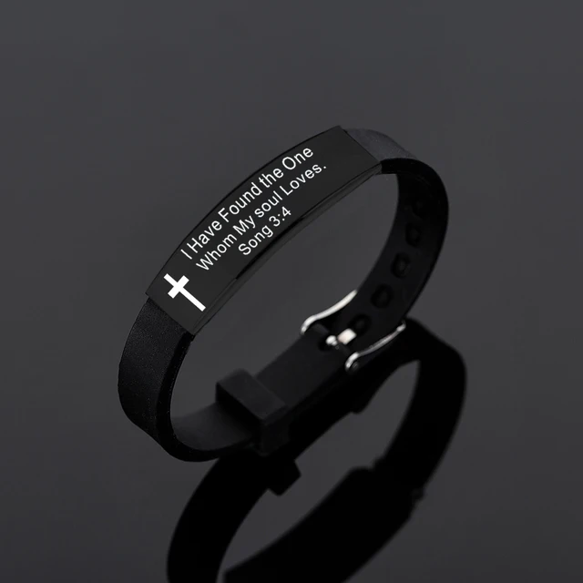 Quote Religious Cross Jesus Scripture Christian Bible Verse Inspirational Faith Silicone Bracelets for Men Jewelry