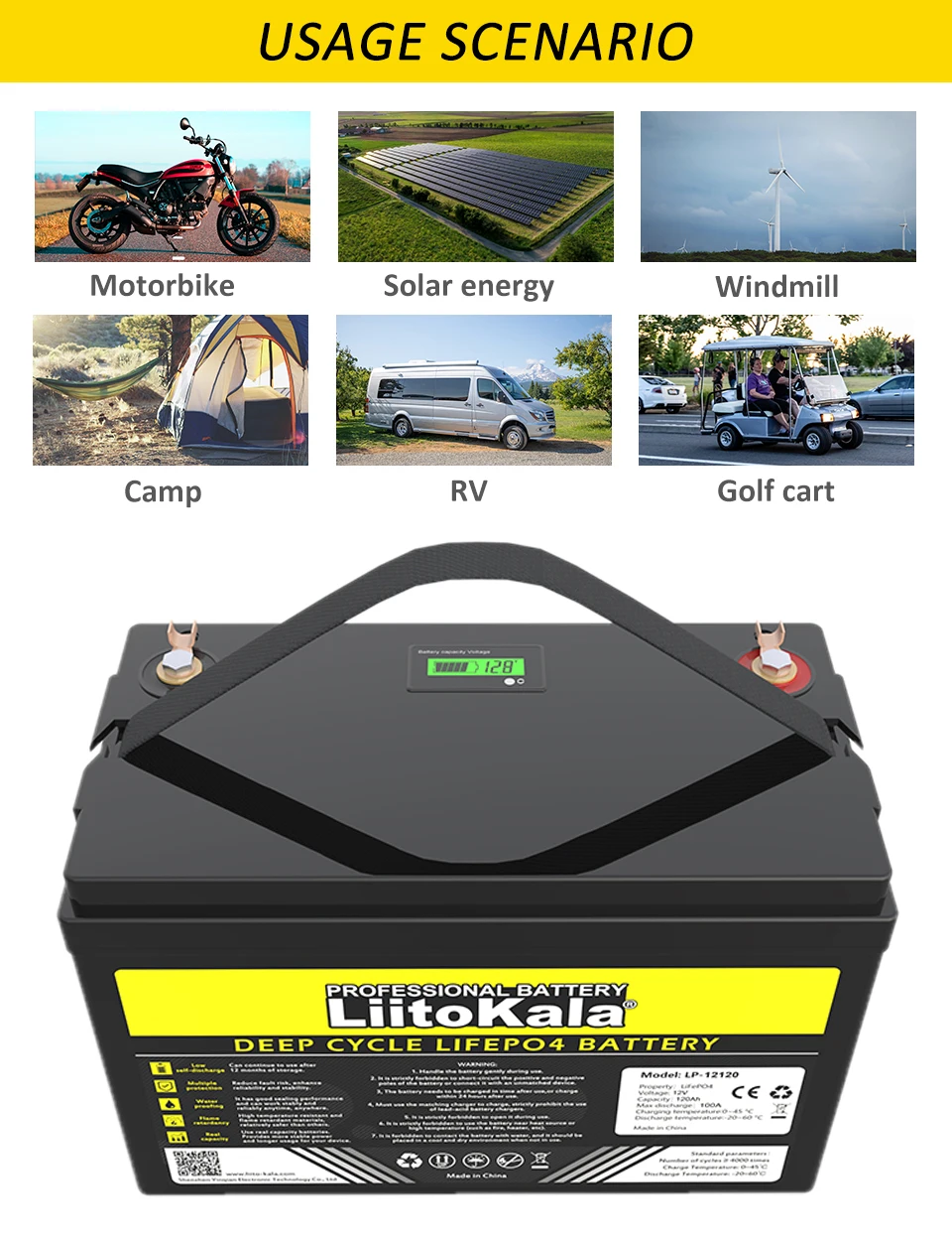 Liitokala 12v 120ah Lifepo4 Lithium Ion Batteries Pack Deep Cycle ...