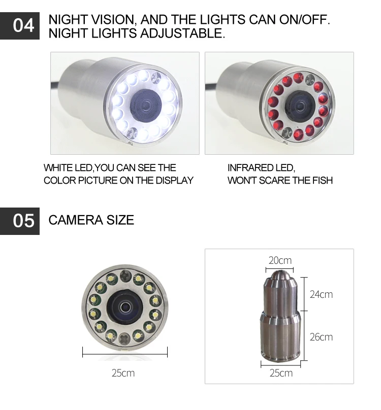 9'' Color Digital LCD Fashing Camer HD 1080P Wide Angle 12LED Well Camera Fishfinder Underwater Fishing Camera