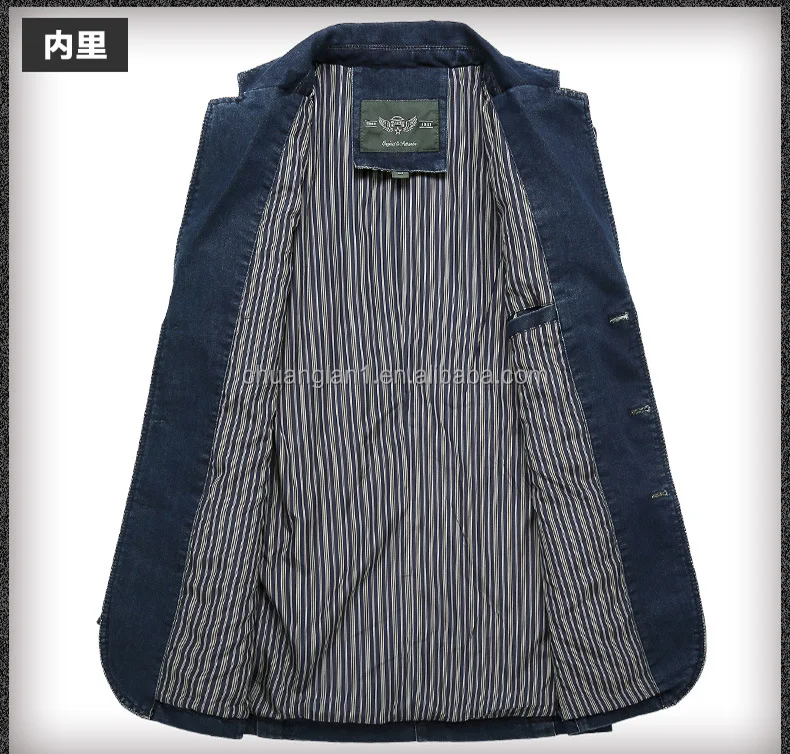 Mens Denim Blazer Men Fashion Cotton Vintage Suit Outerwear Male Blue Coat Denim Jacket Men Slim Fit Jeans Denim Blazers Top 4Xl