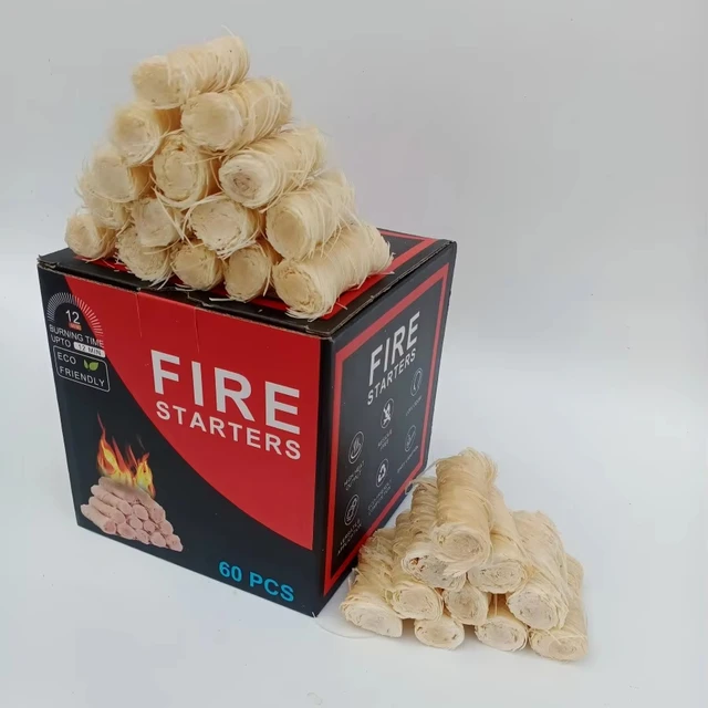 Natural Wood Wool Fire Starters for Outdoor Kitchen Easy Ignition BBQ Accessories