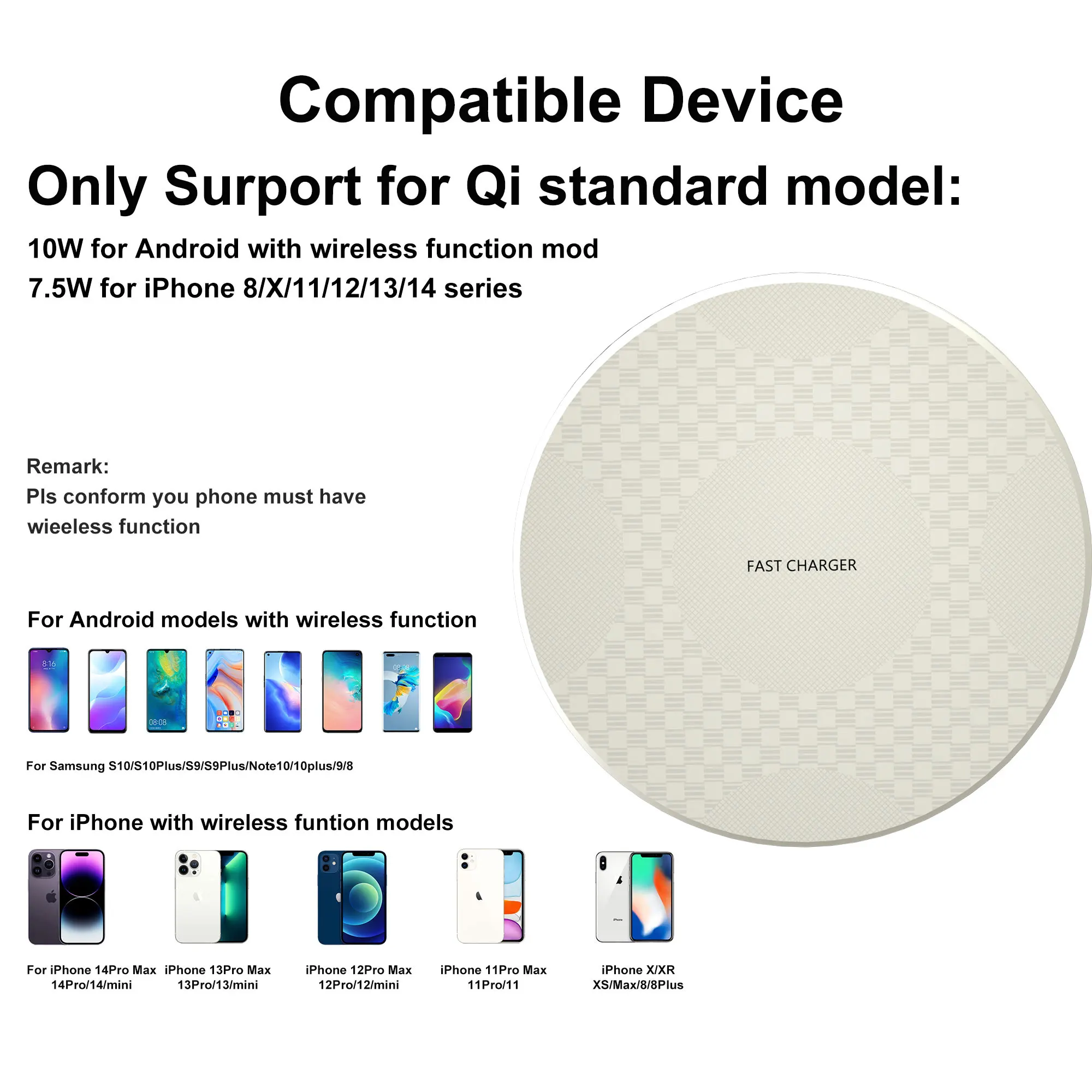 OEM-Logo-Geschenk: Runde Schreibtischunterlage mit 10-W-Schnellladefunktion, zertifiziertes Mini-Reiseladegerät für Mobiltelefone_voghion.com