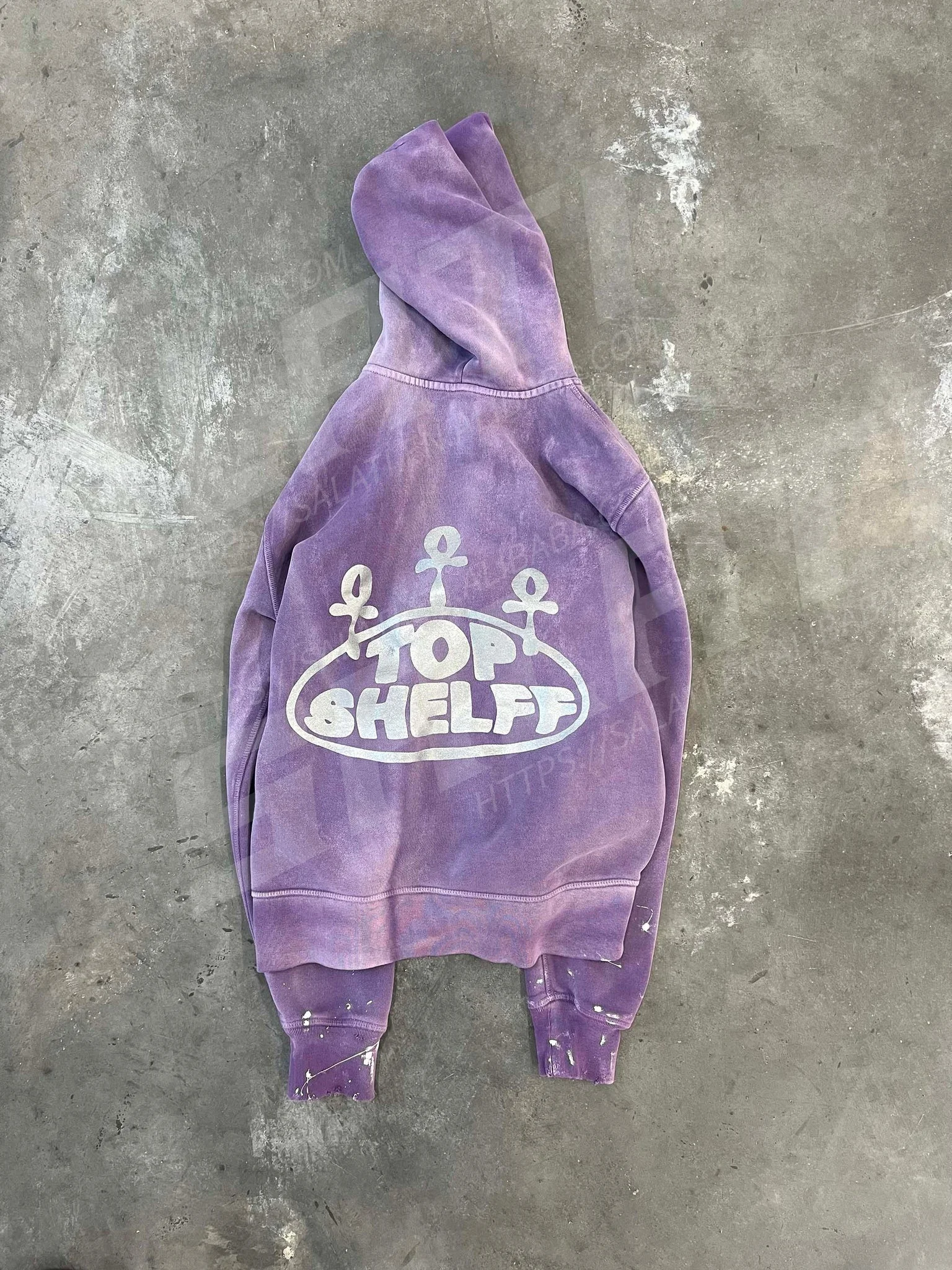 Wholesale Custom Men Women 100% Cotton Paint Splatter Streetwear Screen Printing Acid Wash Full Zip Sun Faded Oversized Autumn gallery 3