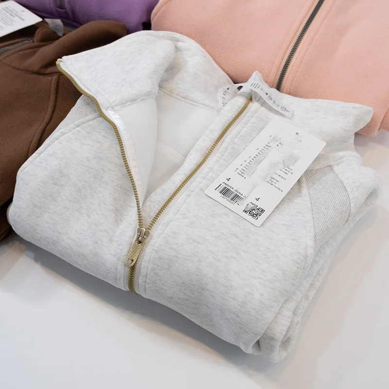 Autumn Winter Thickened High-neck Button-up Sweatshirt Sports Half-zip Loose Jacket Long preview
