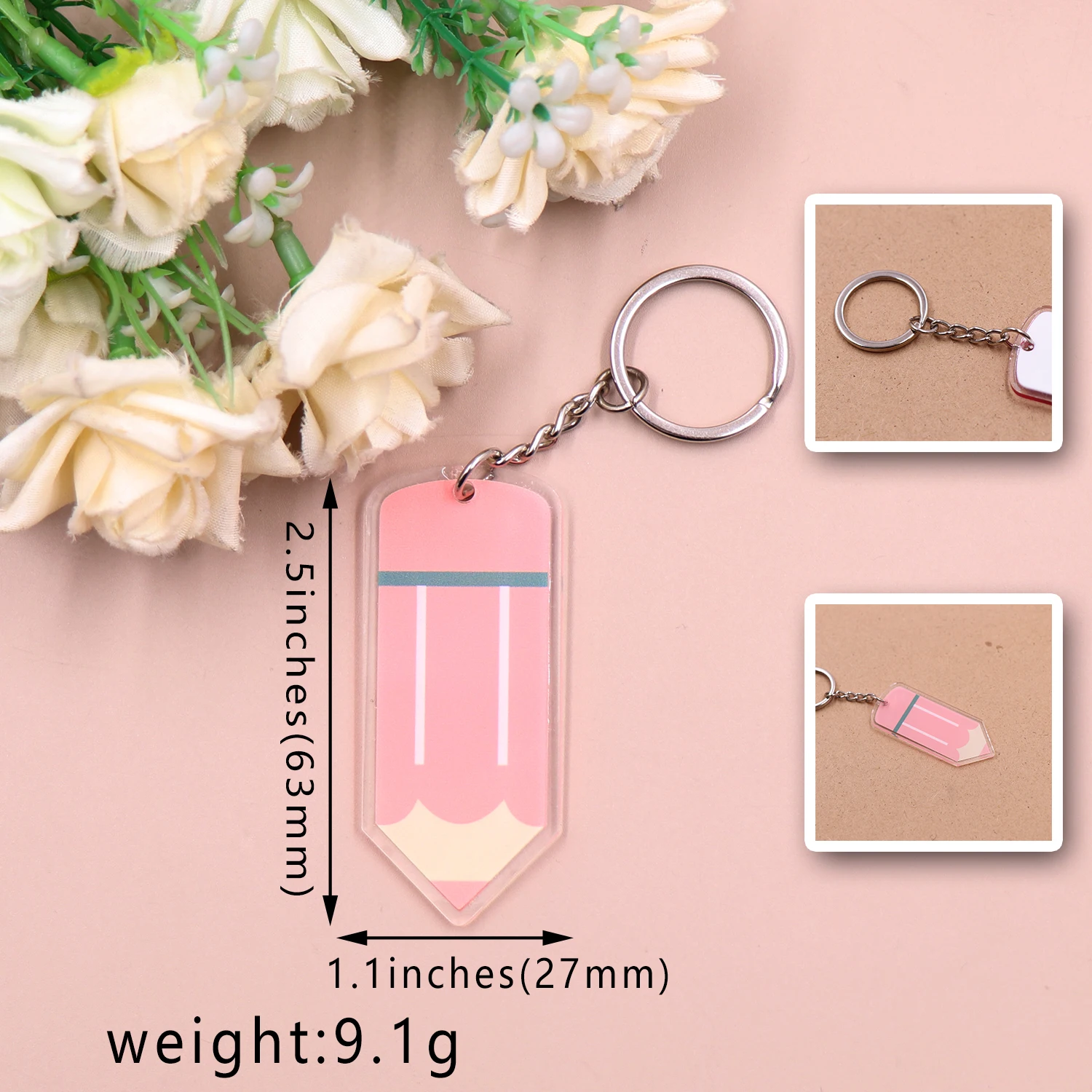 Syasibo jewelry KHS281KH1225 1piece New product CN Pencil TRENDY Teacher Appreciation Gift Acrylic Keychain supplier