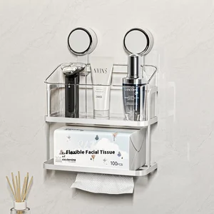 Punch-Free Wall-Mounted Plastic Storage Rack Multi-Purpose Iron Art Paper Towel Holder Kitchen Bathroom Suction Cup Secure