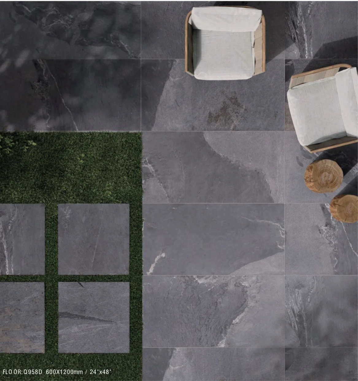 Non Slip 600x1200 Mm Inkjet Porcelain Tiles Slate Stone Look Bathroom Floor Tile In Shower Buy Stone Tile Slate Stone Tile Bathroom Floor Tile Product On Alibaba Com