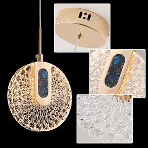 JACKSUN Spot Bedroom Bedside Small Adjustable Height LED Gold Hanging Chandelier Aluminum Acrylic Lamp Living Room