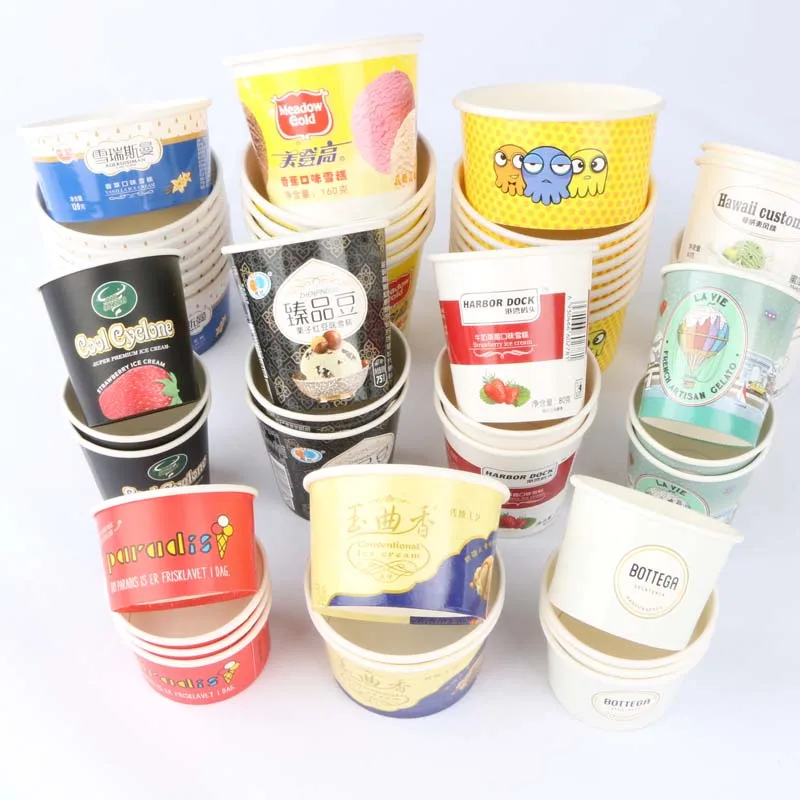 Factory Price Biodegradable Ice Cream Bowl Disposable Eco Friendly Ice Cream Paper Cups With Lid