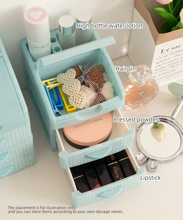 Product 2/3/4 Layers Plastic Desktop Transparent Drawer Organizer Cosmetic Cabinet Storage Drawer Box Plastic For Makeup supplier