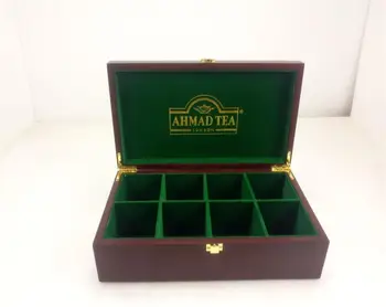 Luxury Wooden Tea Storage Chest box - 6 Compartment Tea Bags Organizer Container With Clear Glass Window Lid