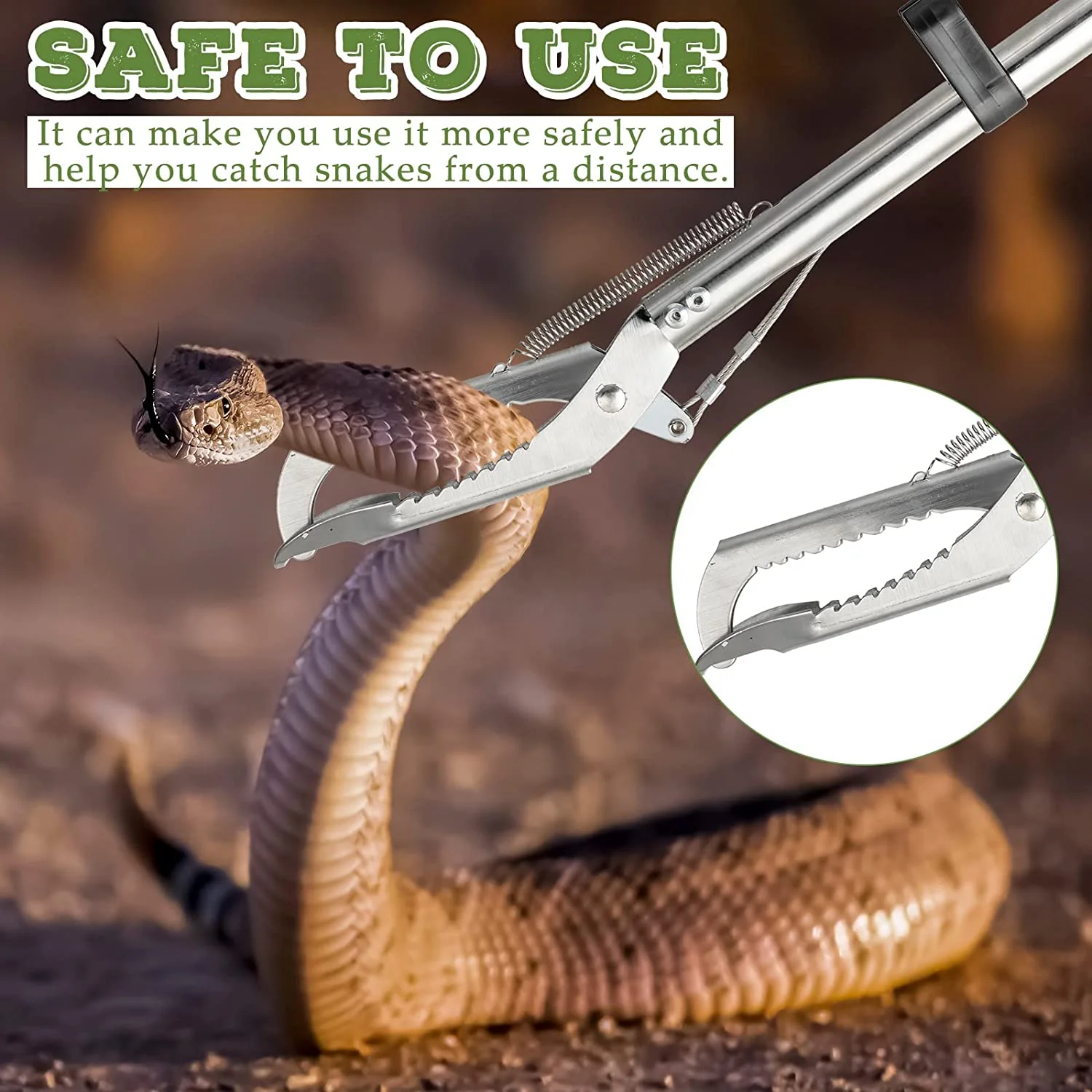 FTH Pinza Raccoglirifiuti Serpente In Acciaio Inox - Lungo, Con Artiglio Potente, Fino A 13,6 Kg - Made In Korea Per Barbecue E Giardino