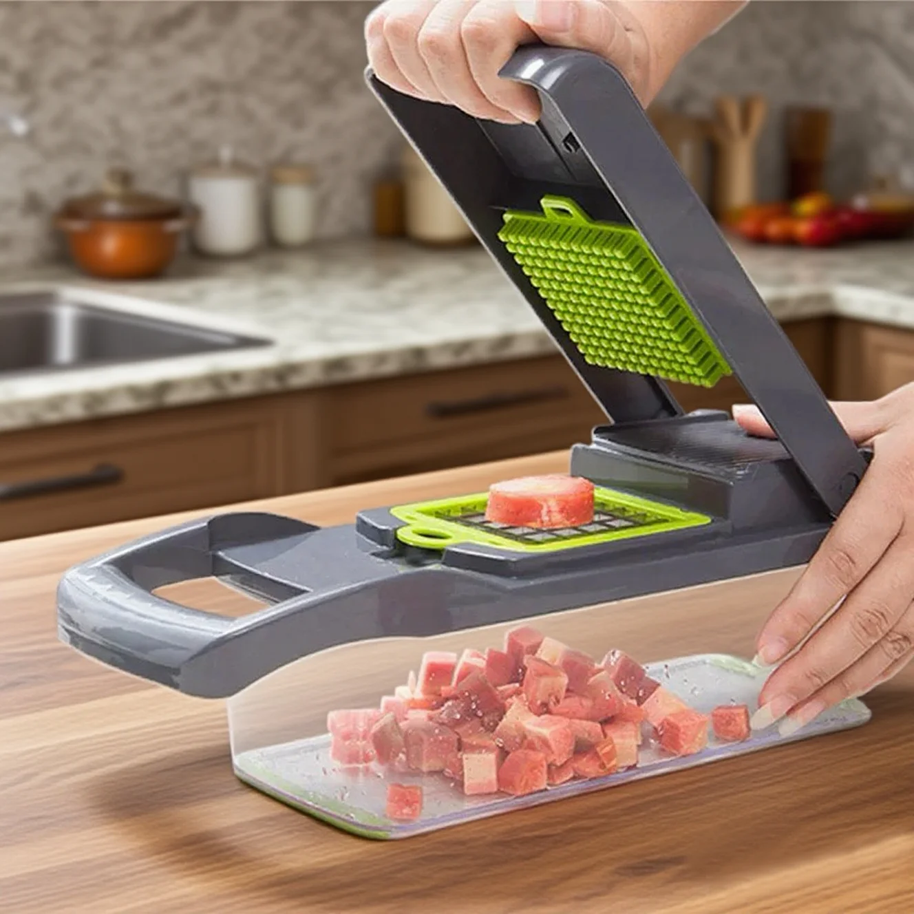Hot Selling  16 in 1 Multifunctional Vegetable Chopper Container Stainless Steel Kitchen aperçu 2