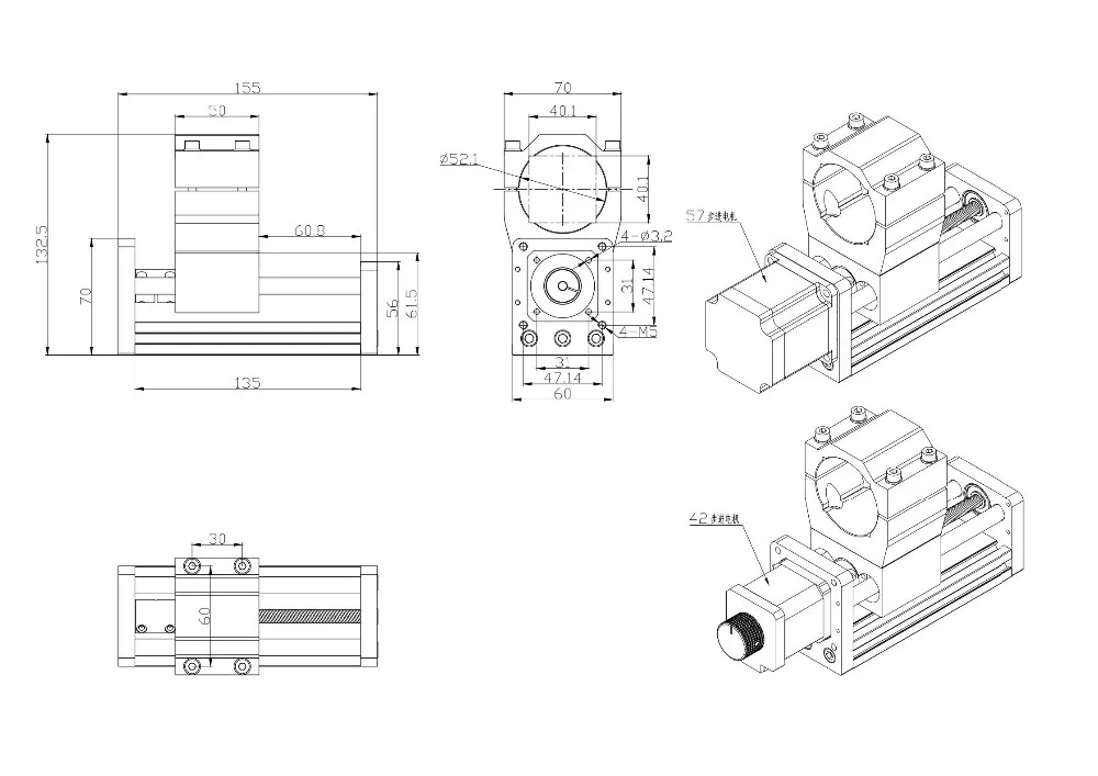 LY 3018 Plus CNC Router Z Axis Parts Aluminum Sliding Platform Stroke Linear Actuator Kit Compatible For Nema17 Stepper Motor