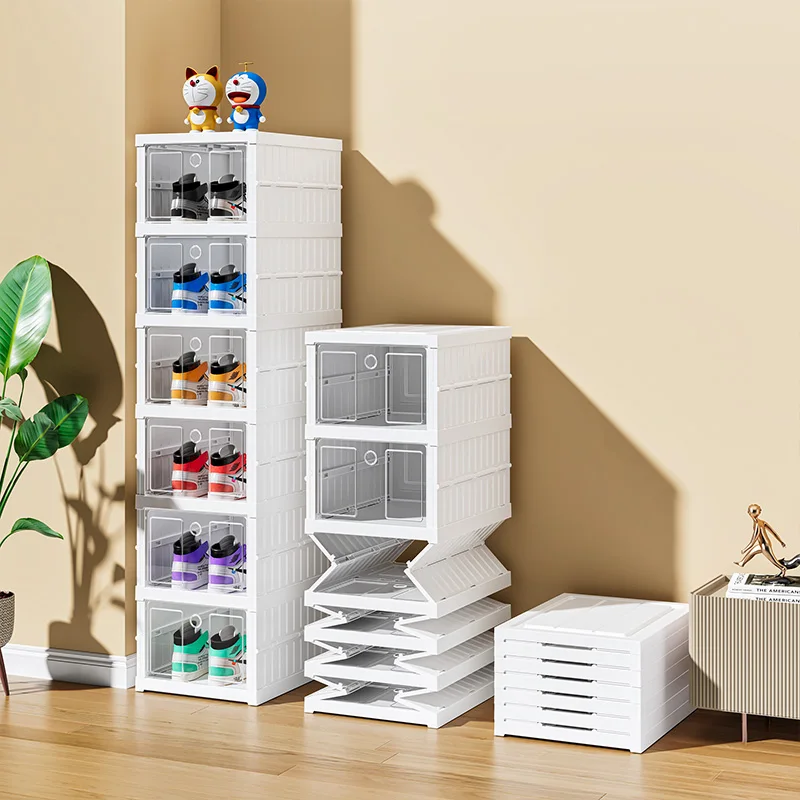 Plastic Storage Rack Box Wall Mounted Shoes Boxes Stackable Tray