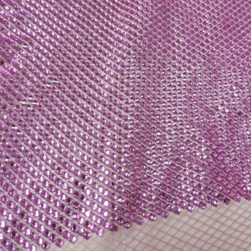 Fischnetz-Strass-Spandex-Stoff - Rosafarbener Spandex-Fischnetz-Stoff  Meterware