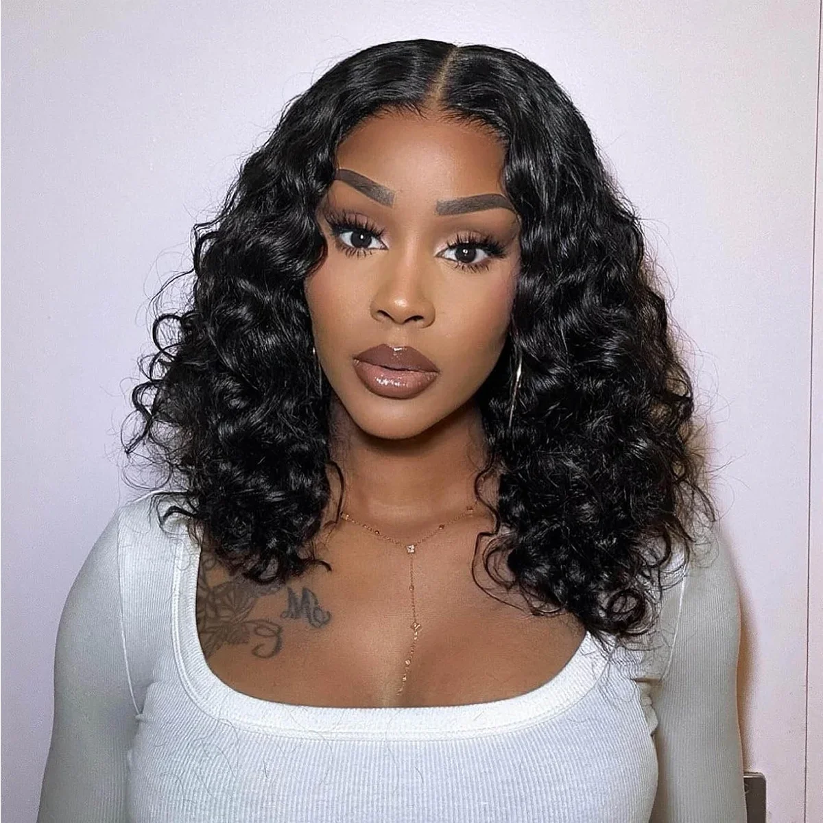 Deep Wave Human Hair Short Bob Wig With Lace Frontal 180 Density_voghion.com
