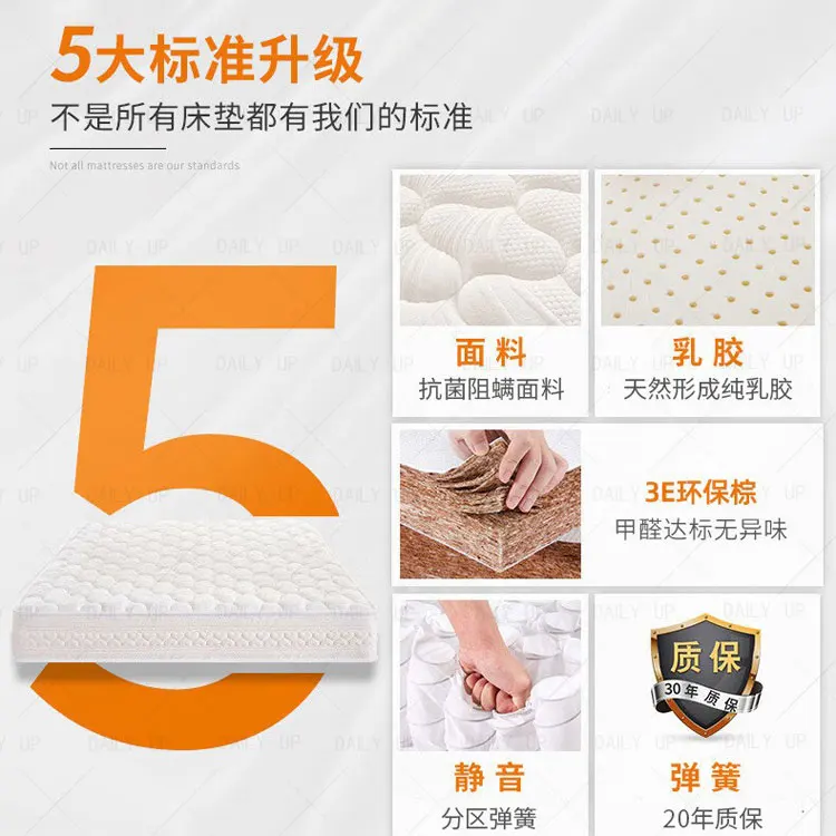 Thickened Mattress With Pocket Spring Adults King Size Air Breathable Latex Bed Mattress For Hotel Bedding Sleep