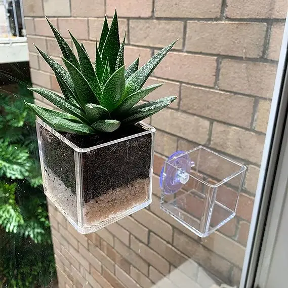 Window Suction Plant Pot -, Window Planter with Suction Cup for Succulent Cactus Flower Herbs Hanging Planter Box I