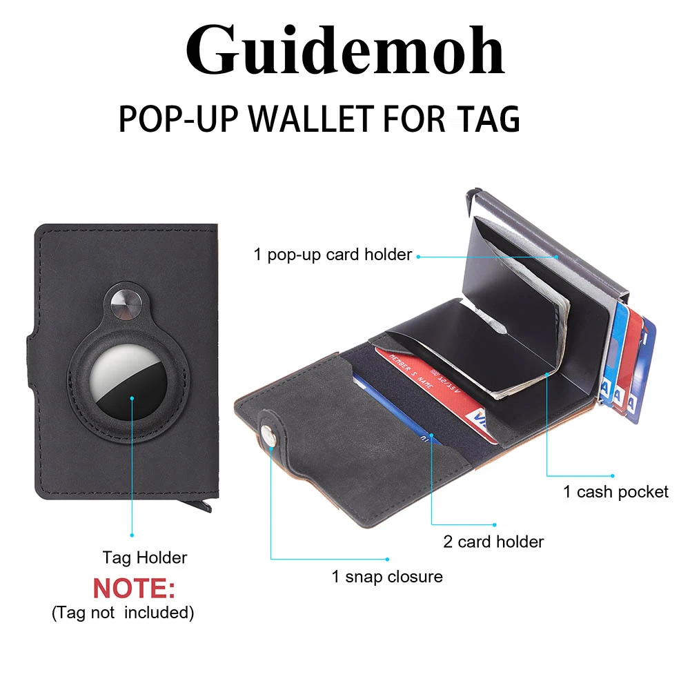 Hot Selling Custom Design Rfid Blocking Leather Metal Pop up Credit Card Holder Wallet Men