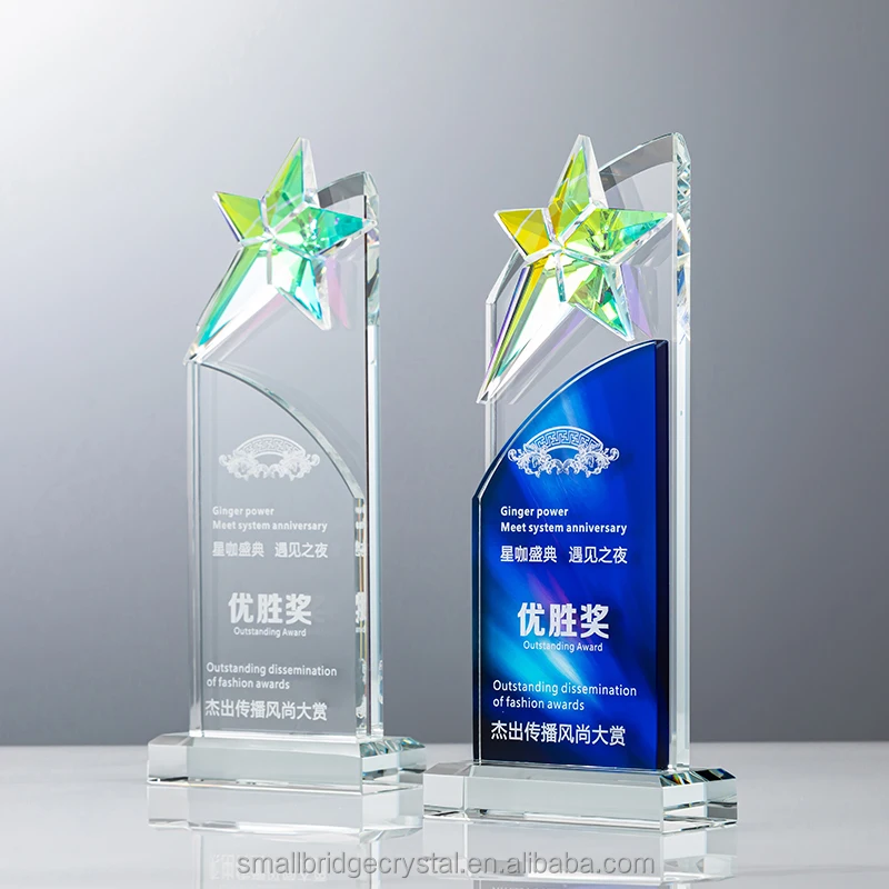 Factory wholesale custom new Double crystal color star trophy factory