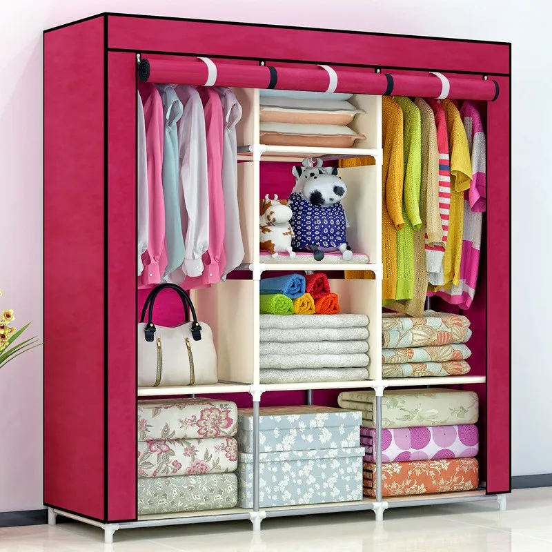 Customized Modern Simple Cheap Kids or Baby Bedroom Furniture Exoand Fabric Cloth Wardrobe