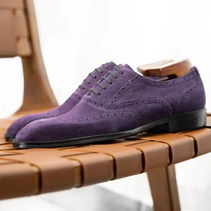 2026 New High End Men's Genuine Leather Men's Shoes Square Head  Carved Leather Shoes Men's Business Dress Oxford Shoes