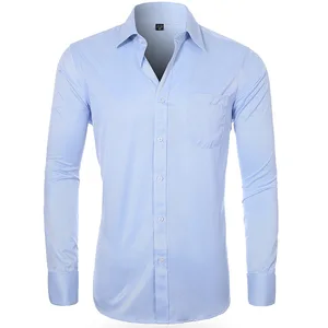 Casual Business Anti-Wrinkle Plus Size Slim Long-Sleeved Men's Shirt Spring/Summer French Cuff Single Breasted Patchwork Design