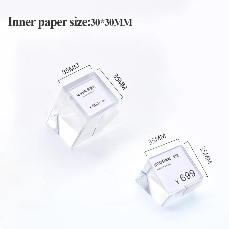 Custom Mini   Square Clear Tabletop Name Sign Stand Price Label Small Acrylic Sign Holder for Bakery Jewelry Cafe