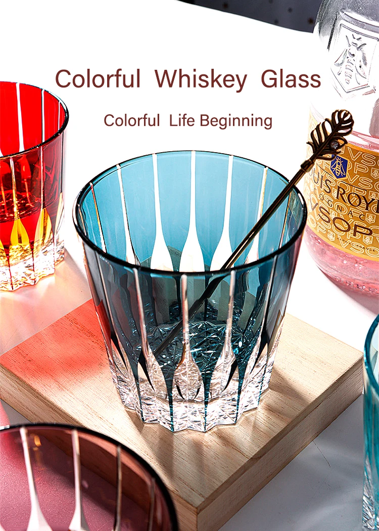 wholesale custom hand-carved color whiskey glass