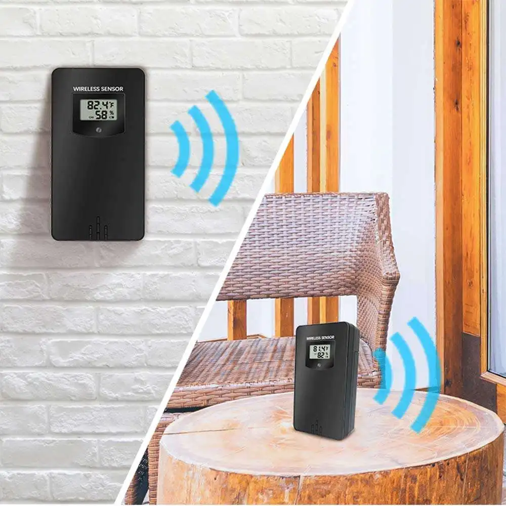 Digital Waterproof Thermometer Hygrometer Temperature Humidity Direction Wireless Weather Station Clock With Rain Gauge