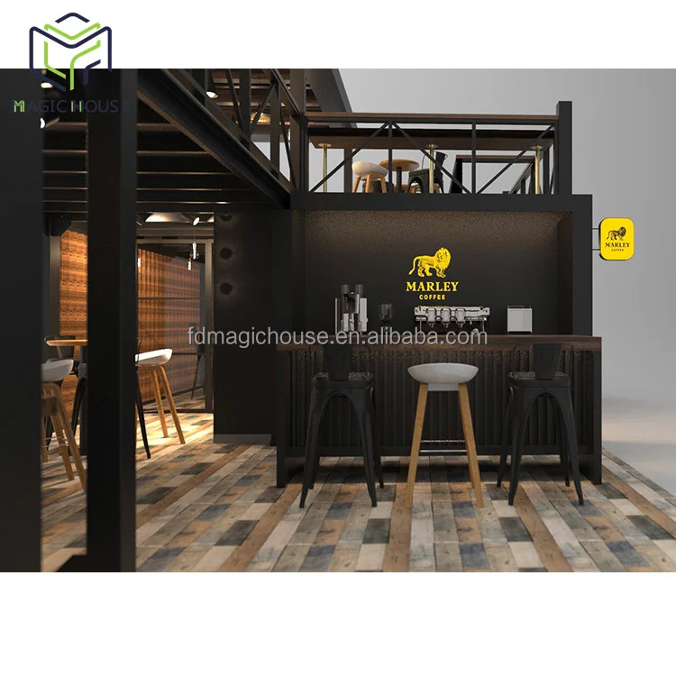 Magic House Container 40ft Restaurant Container bar Cafe Mobile Shipping Container Restaurant Patio with Wheel