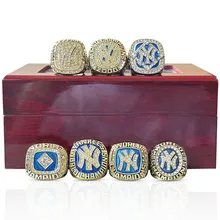 MLB New York Yankees Baseball League Championship Ring Set of 7, European and American Jewelry Vintage Collection Commemorative