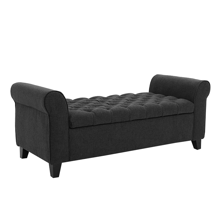 Luxurious Multi Functional Soft Sofa Storage Ottoman With Arm Rest