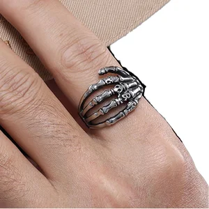 Customized Stainless Steel Hand Ring - Bold and Unique for Gift. a Skull Design on the Palm.Size 11 for the Ring Finger.