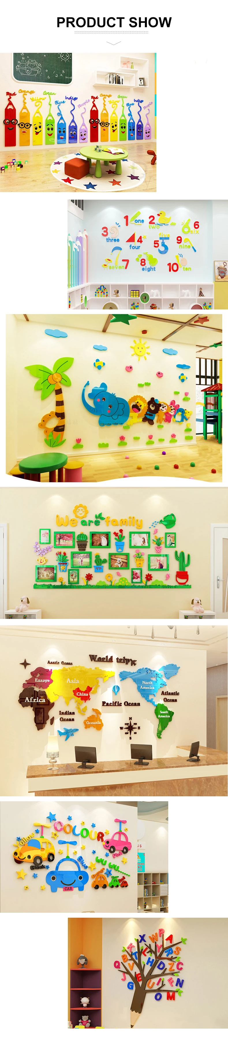 Preschool Classroom Wall Decor 3d Acrylic Waterproof Cartoon Wall