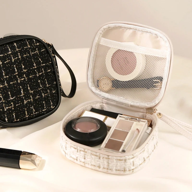 Fashion Mini Tweed Cosmetic Bags Cases Travel Makeup Storage Bag