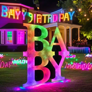 Neon Led Light Up Marquee Numbers Stand for birthday