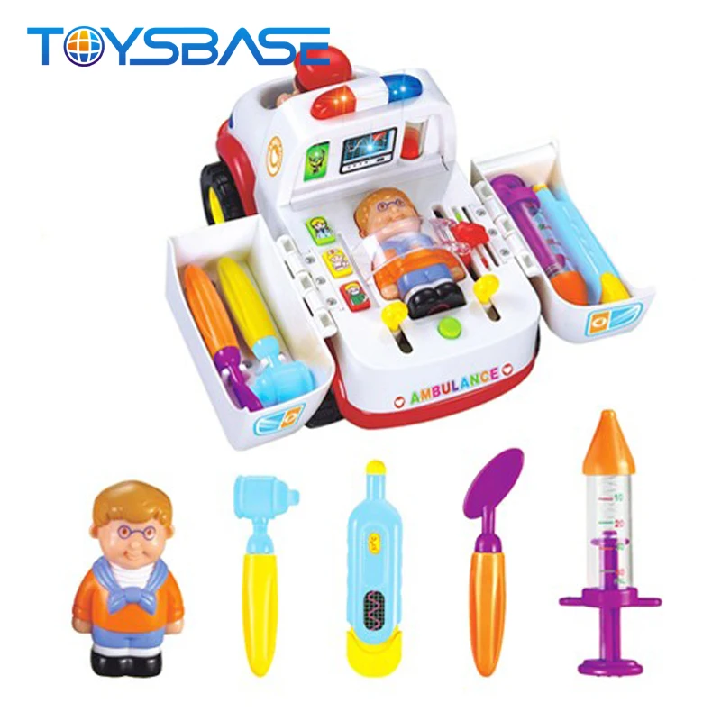 Набор пластиковых игрушек для врачей, электрическая машина скорой помощи