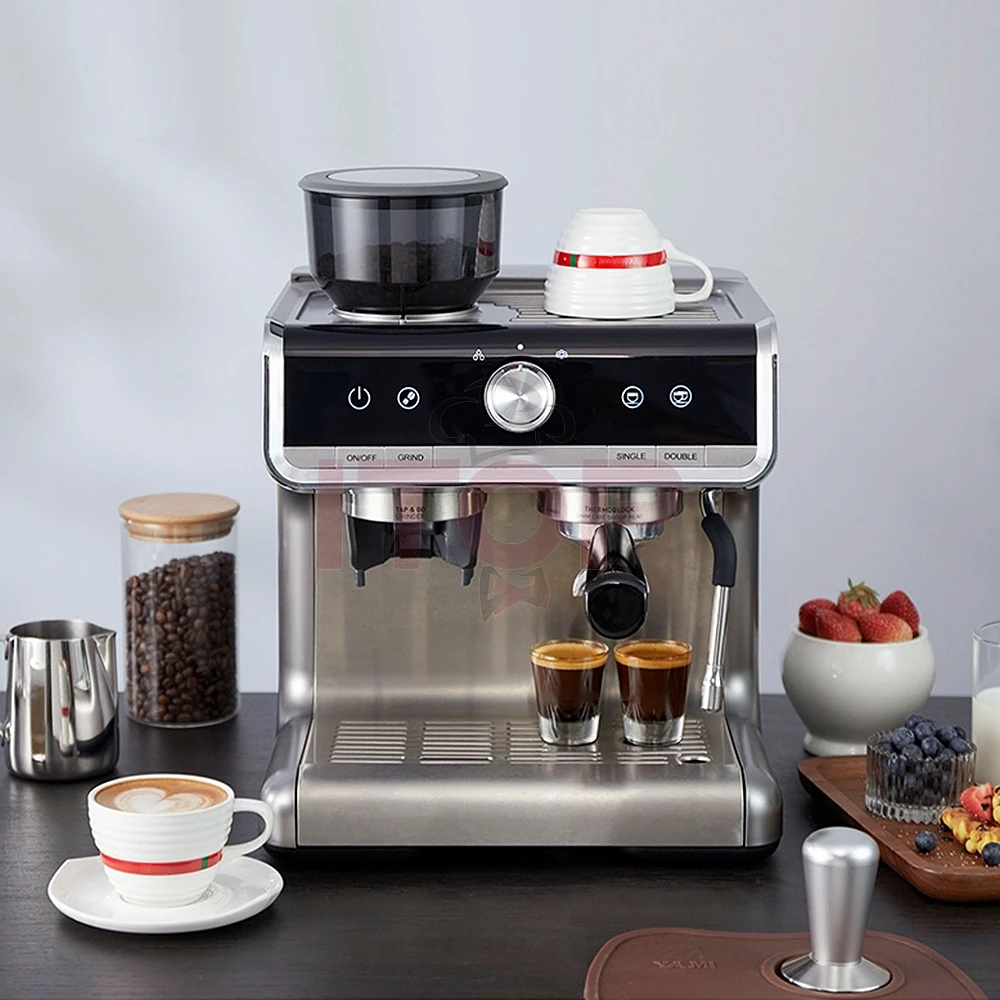 1 Head Brewing Coffee Maker Bean to Cup Coffee Machines Commercial  Countertop Cone Knife Sharpener Automatic Capuchino Maker