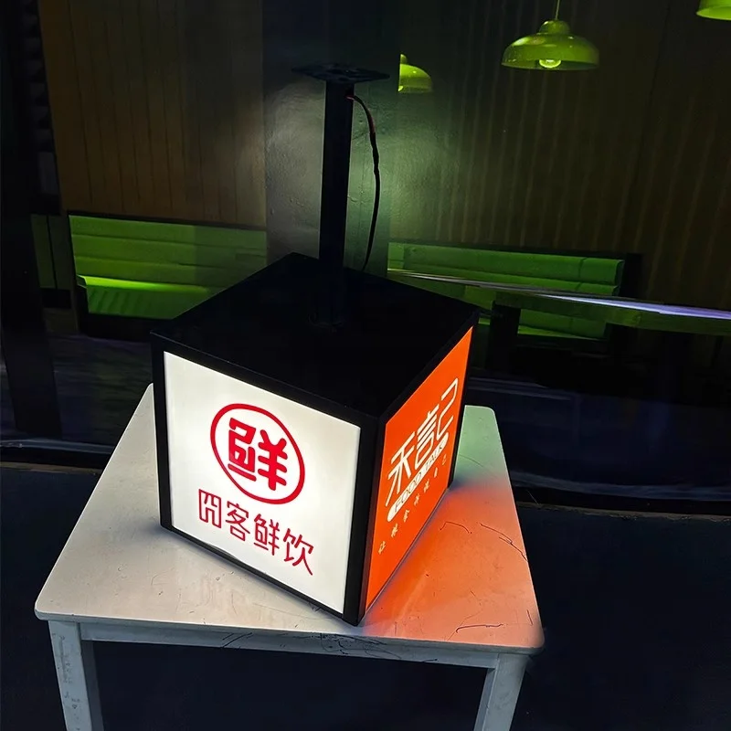 回転式LEDポスターライトボックス 5面看板 ショップドア用 30cm 40cm
