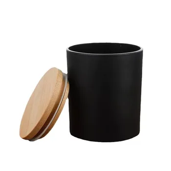Stock Price Black Candle Jars Scented Candle White Label Container Frosted Candle Jar Black With Lid Low Moq