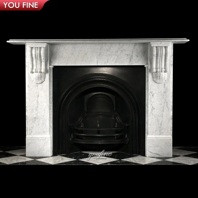 Полка для камина из белого мрамора французского Версаля с резьбой по цвету