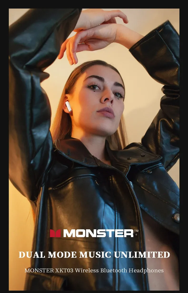 Monster Airmars XKT03 Earbud Gaming In-ear Earphone True Headphone Wireless ANC Call Noise Cancelling Wireless Headphones