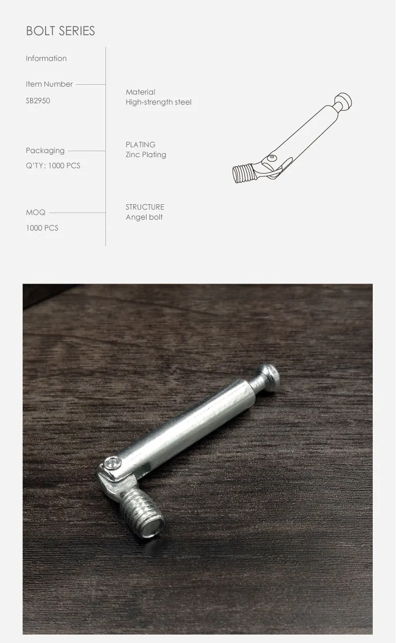 Ex-Factory Price M6 Double Ended Joint Connect Bolt Furniture Minifix Connecting Bolt for Cabinet