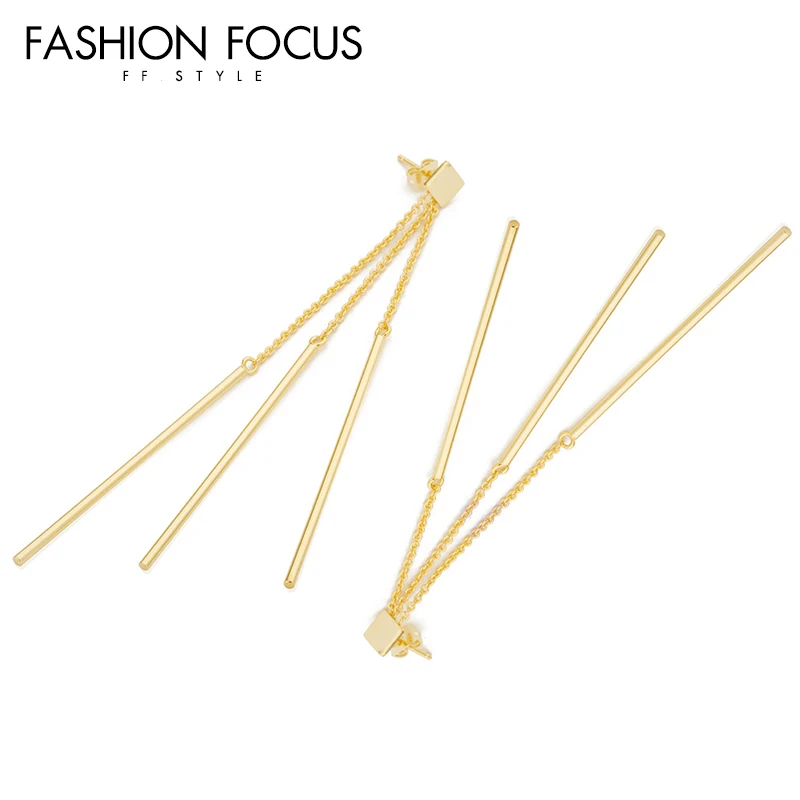 Personality Trendy Wholesale Factory Brass Jewelry Custom Fashion Design 14K 18K Gold Plated Korean Long Drop Earrings